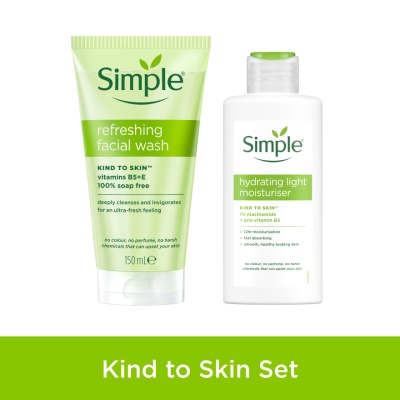 SIMPLE - Kind to Skin Refreshing Facial Wash Gel 150ml & Kind to Skin Hydrating Light Moisturiser 125ml